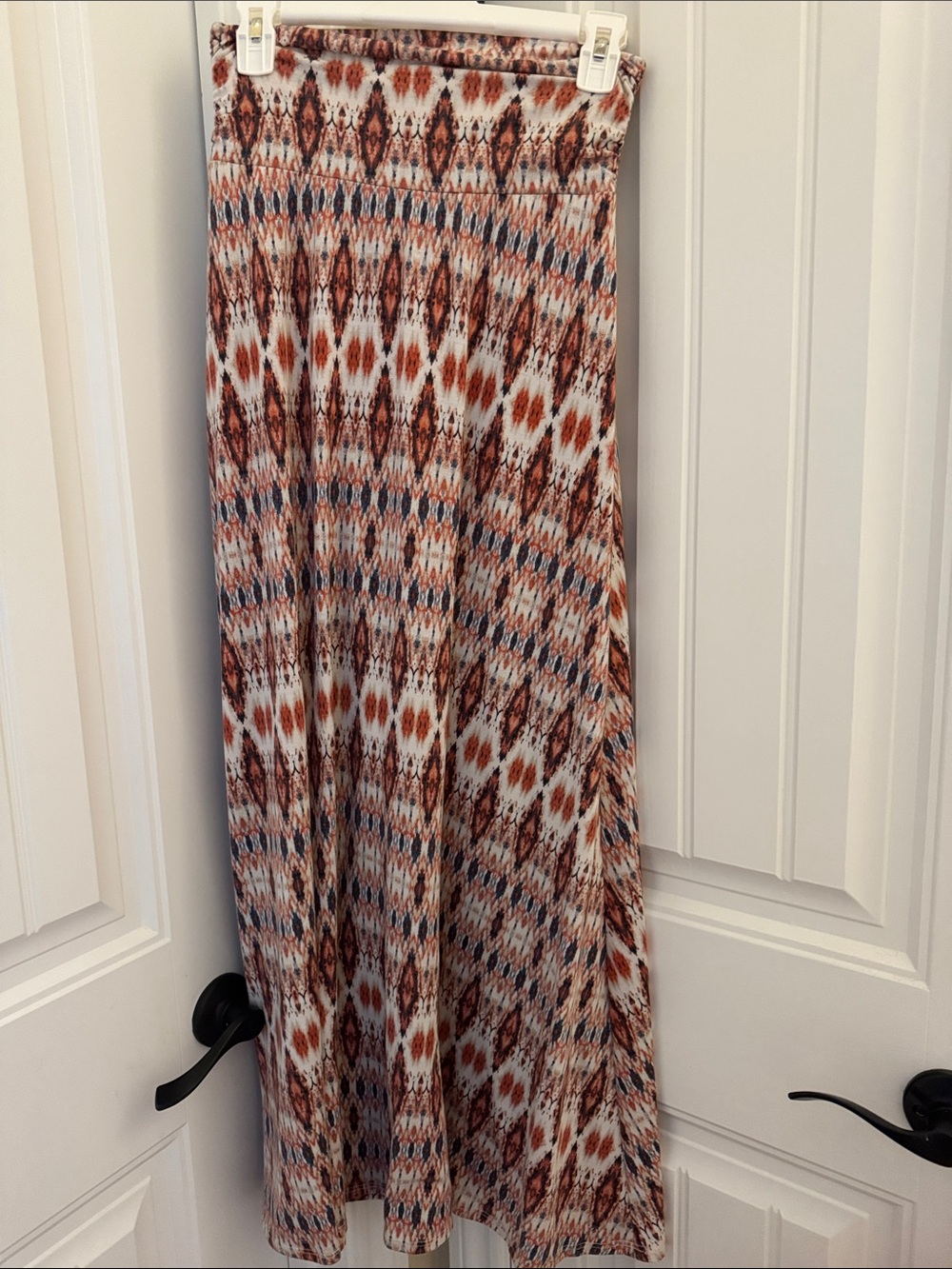 Joe B Printed Maxi Skirt in Rust, Cream & Blue